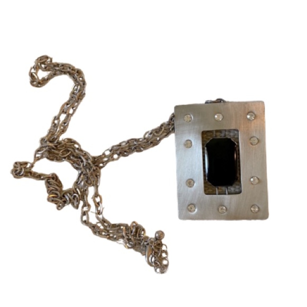 Large Silvertone Pendant Necklace